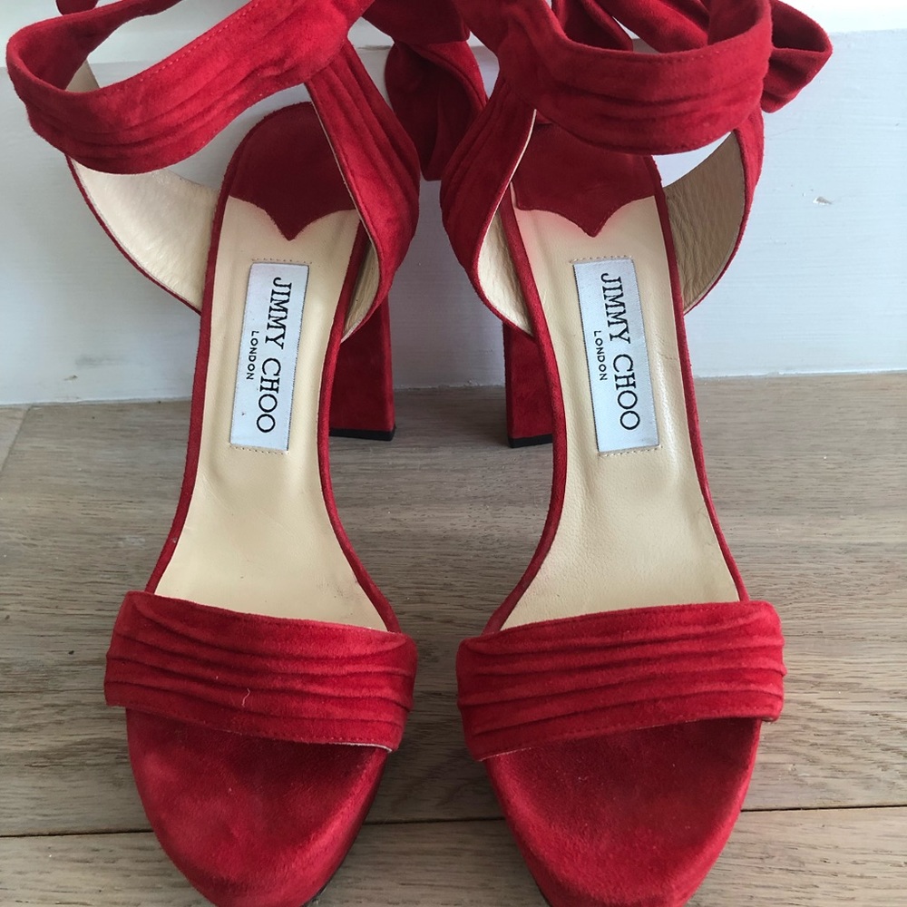 Jimmy Choo Red Suede platforms